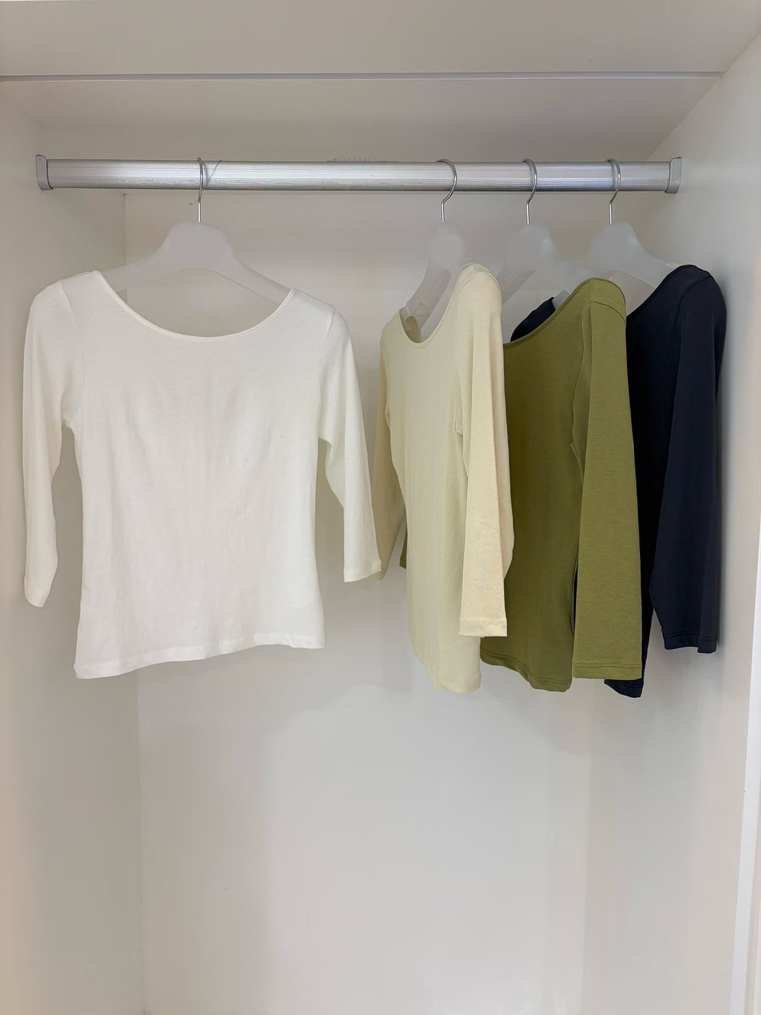 簡約百搭七分袖美背圓領棉TEE / 4色