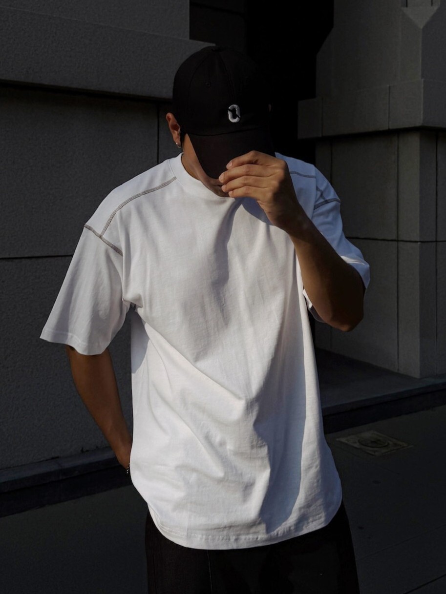 [1atm] Contrast-Stitch T-Shirt project-050 design™ by 1atm