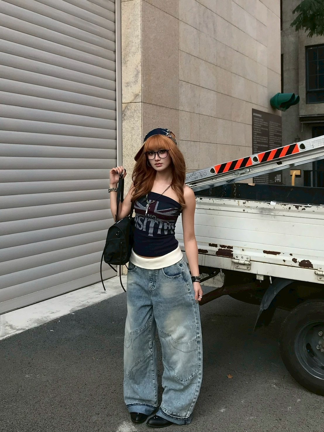 ins爆火神褲 低腰翻邊牛仔褲