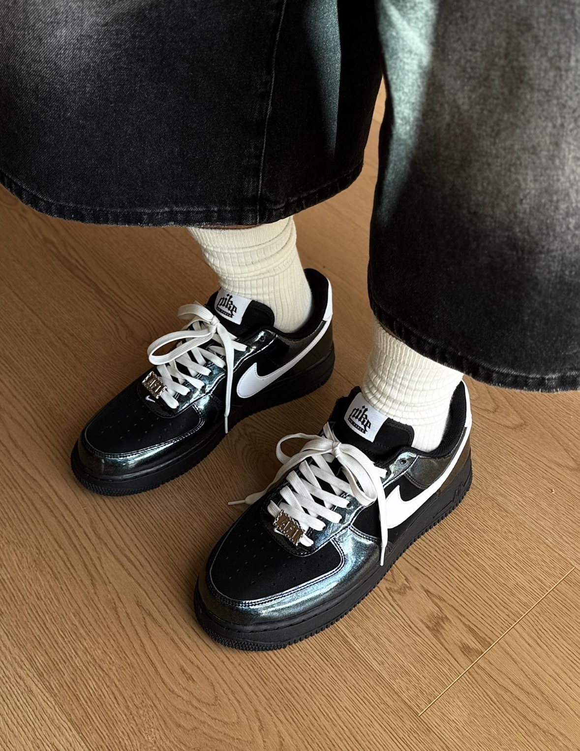 Nike Air Force 1 漆皮黑武士 黑白色 亮面 漆皮 IB6843-001/預購