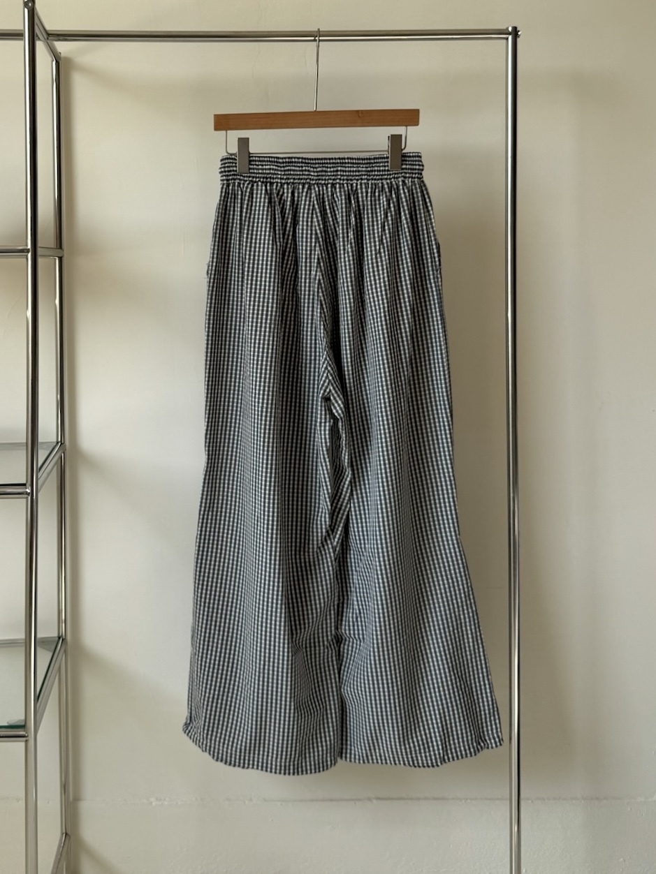 [現貨]  AK52// 格子抓皺寬鬆長褲