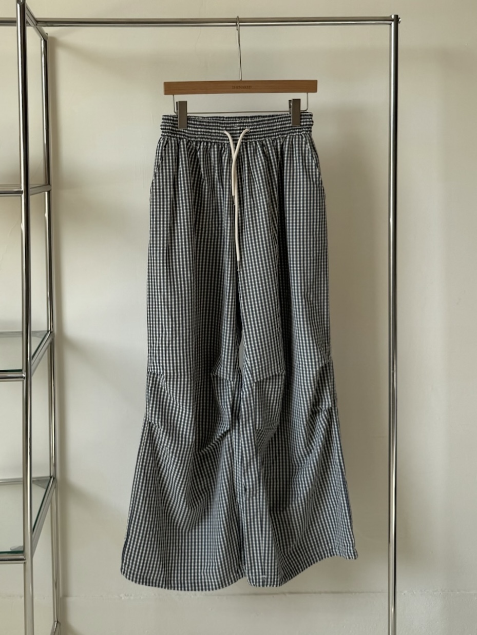 [現貨]  AK52// 格子抓皺寬鬆長褲
