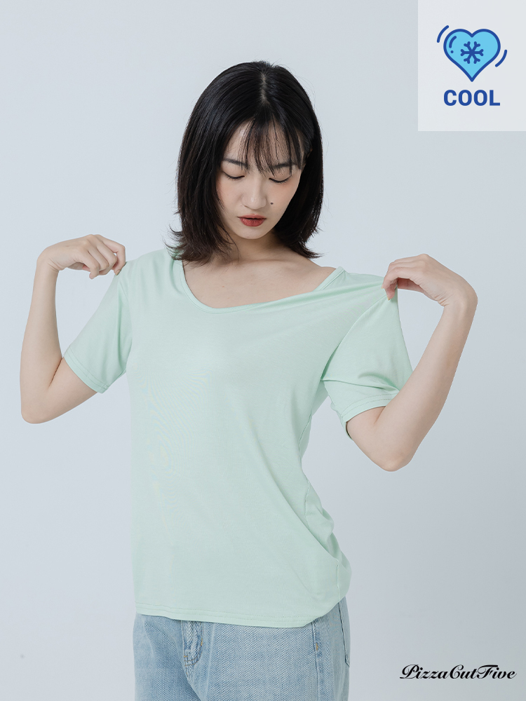 [兩件999]涼感素色V領短袖上衣 PizzaCutFive PCF262404034