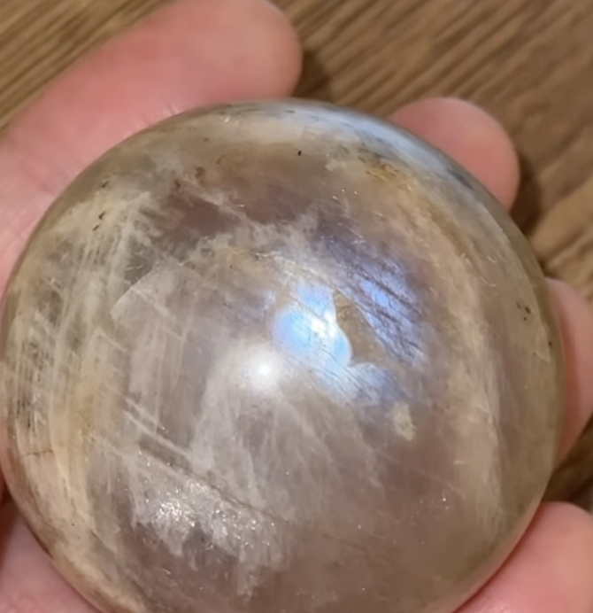 [原石] 日月同輝石（月光石共生太陽石） 水晶球