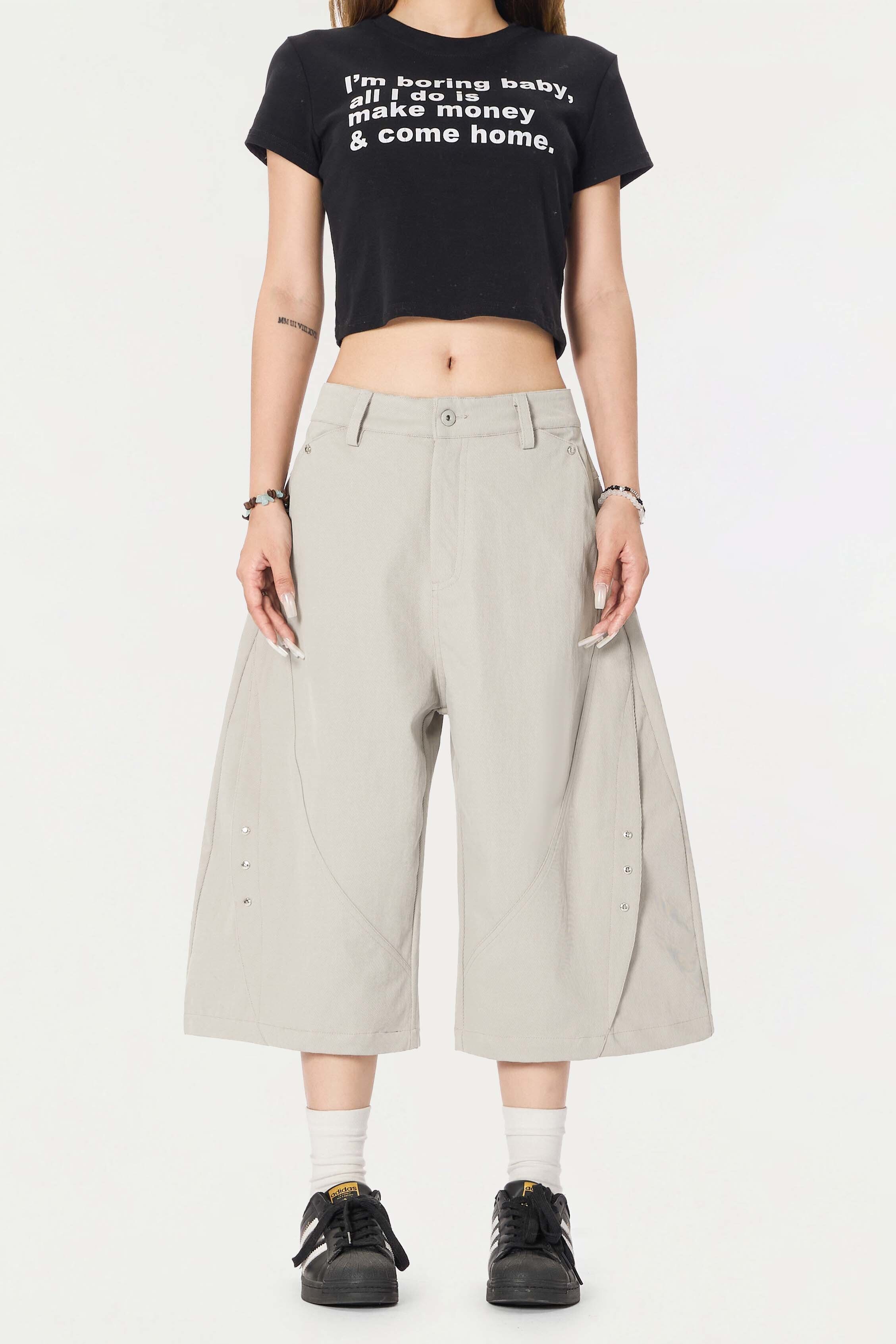 - SIMPLEACTION - 美式cleanfit鉚釘結構七分褲