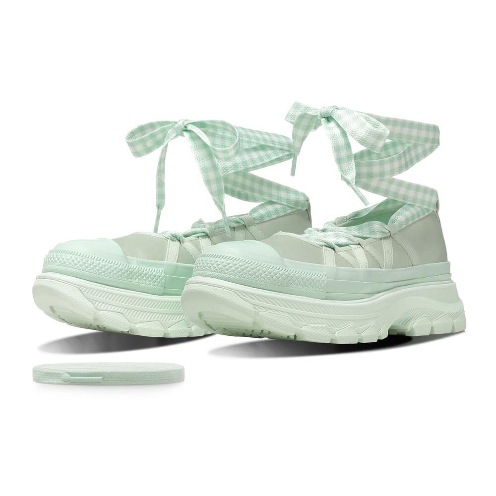 Converse AS Trekwave BL OX 日本限定 薄荷綠 格紋 芭蕾舞 增高 厚底 帆布鞋 31317990