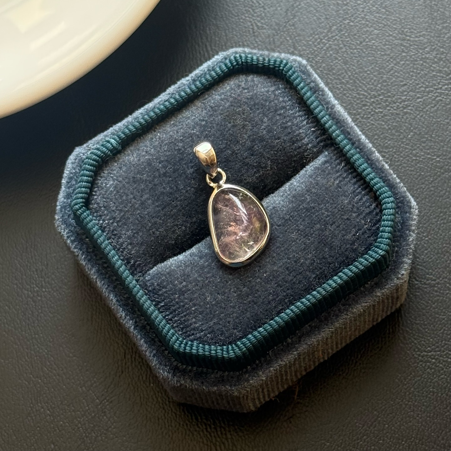 [原石] 西瓜碧璽 925銀項鏈吊墜