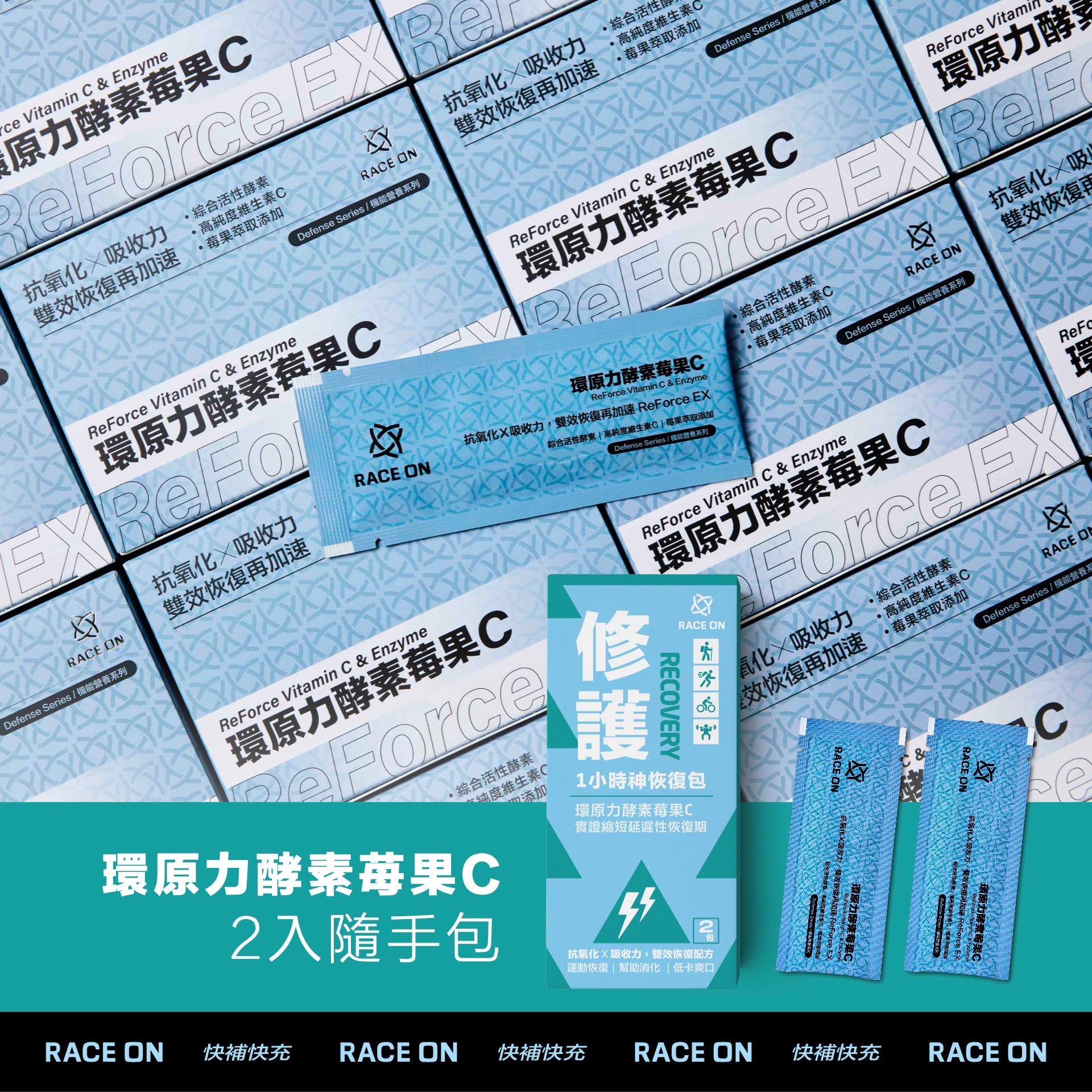 RACE ON 【修護隨手包】1小時神恢復（環原力酵素苺果C×2條）