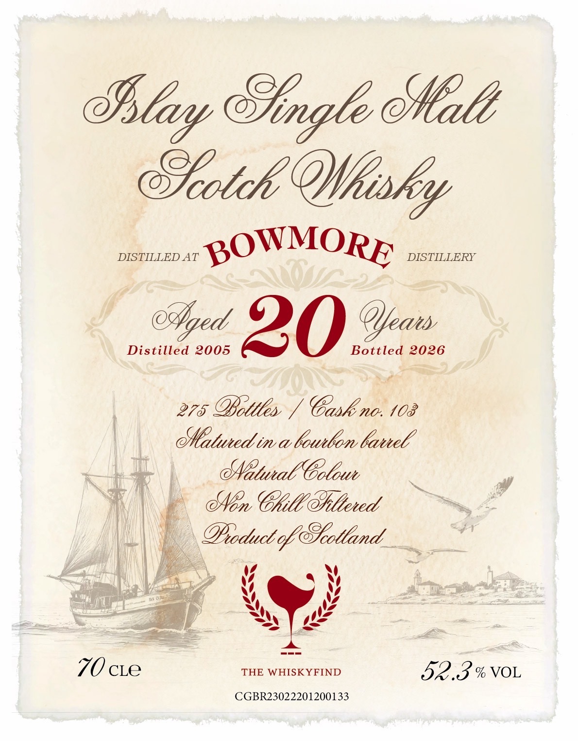 Bowmore 2005/2026 20YO #103 52.3% The Whiskyfind《不朽之歌 - 第二十章》預計5月中左右到貨！