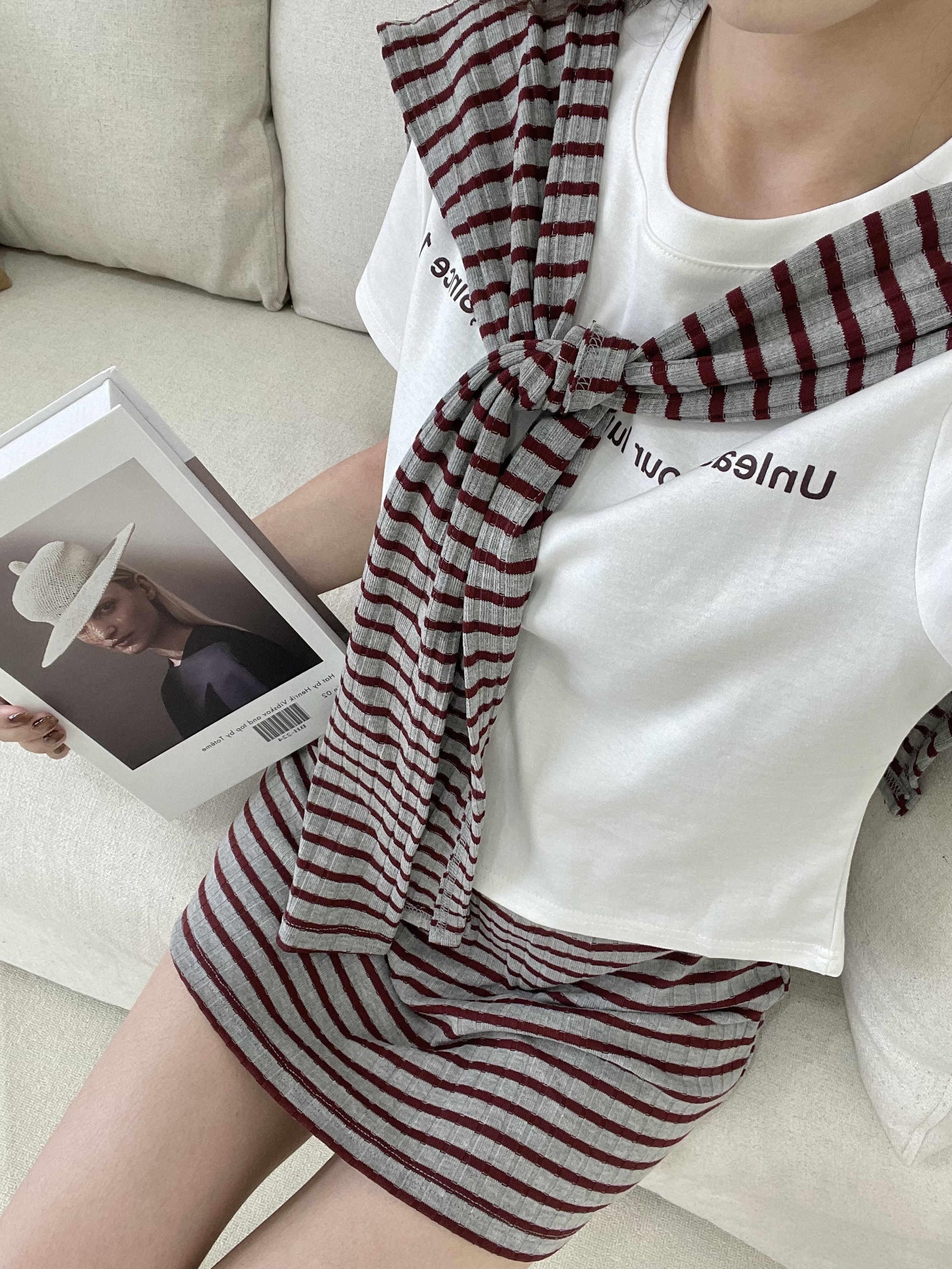 美式復古條紋套裝 三件套一次搞定.ᐟ.ᐟ