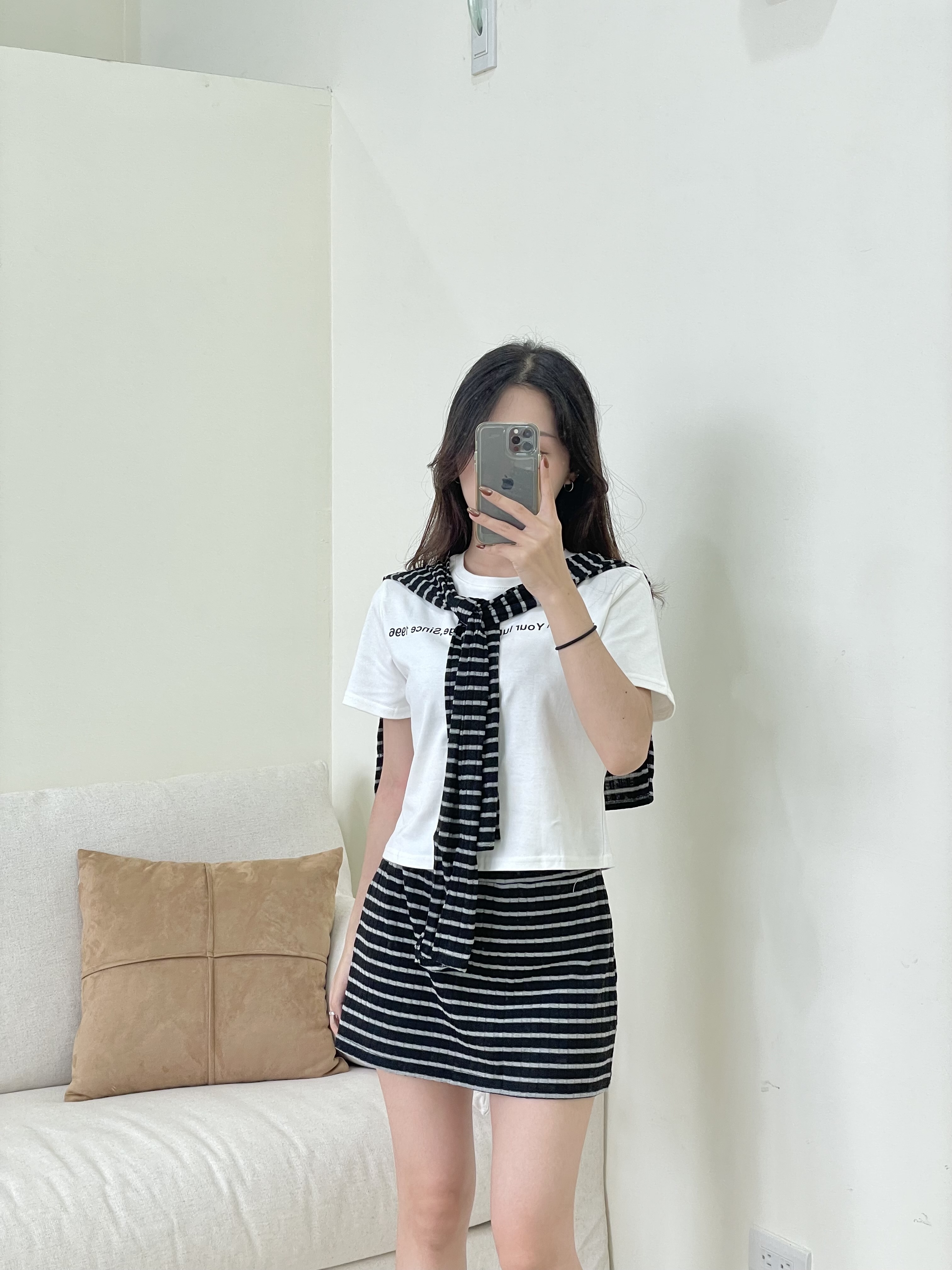 美式復古條紋套裝 三件套一次搞定.ᐟ.ᐟ