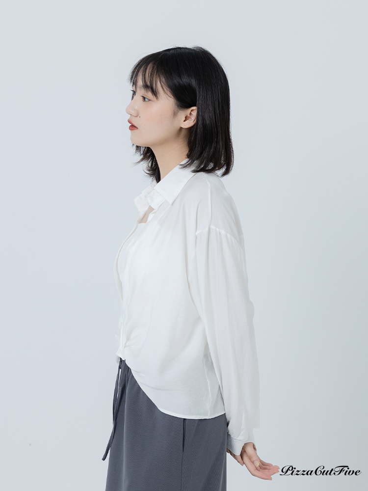 [兩件1580]素色大V領長袖襯衫 PizzaCutFive PCF261401020