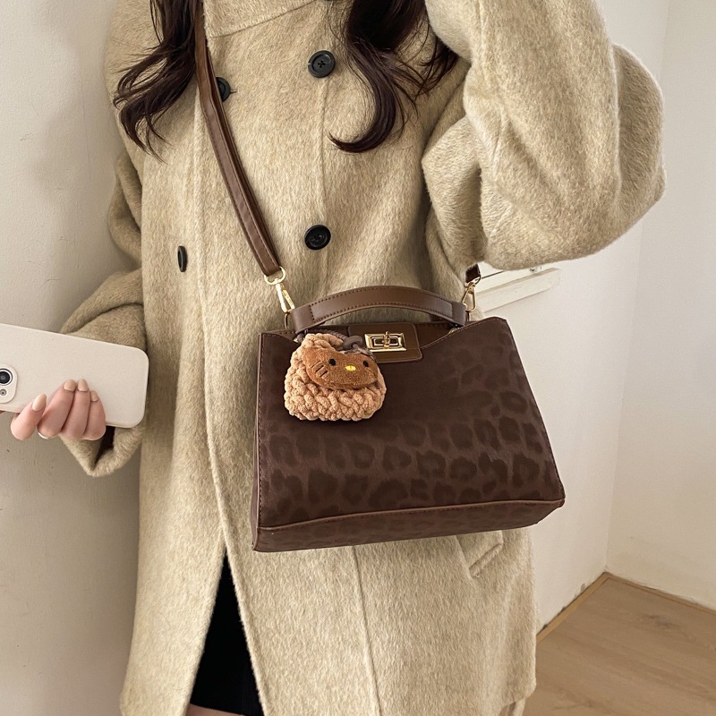Korean Leopard Print Handheld Shoulder Crossbody Bag