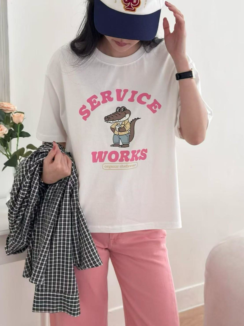 SERVICE WORKS動物印花寬版剪裁★慵懶顯瘦短袖棉T