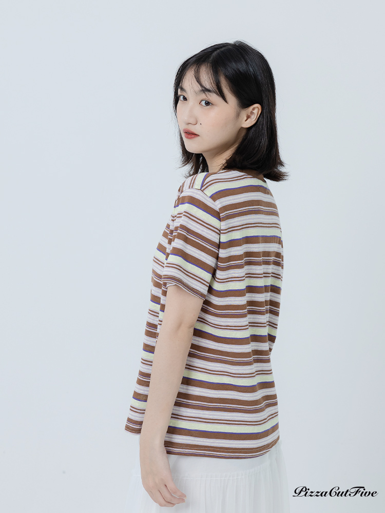 櫻桃條紋短袖T恤 PizzaCutFive PCF262404041