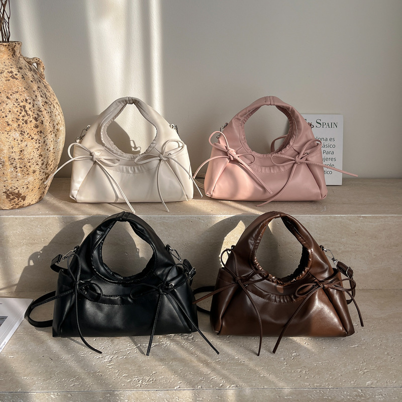 Bow Ruched Cloud Handheld Shoulder Crossbody Bag
