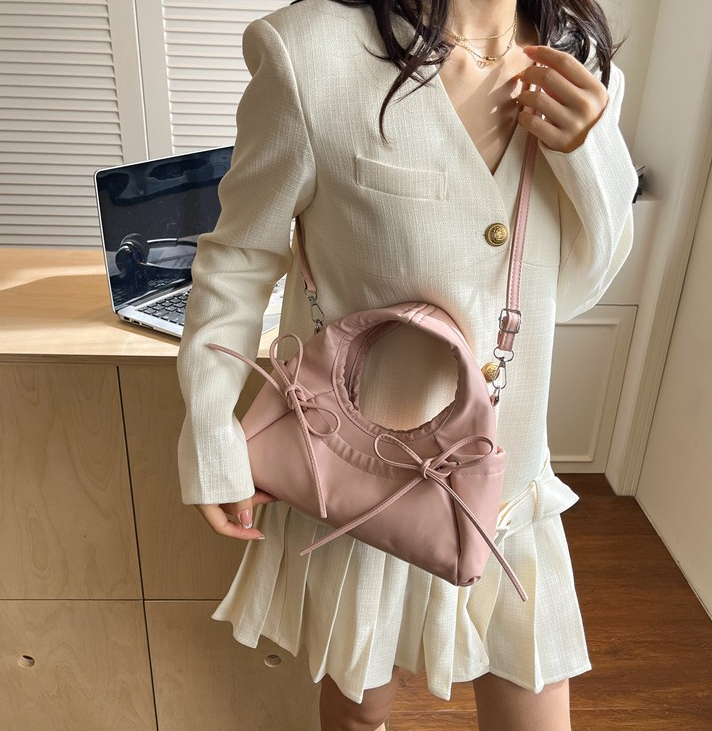 Bow Ruched Cloud Handheld Shoulder Crossbody Bag
