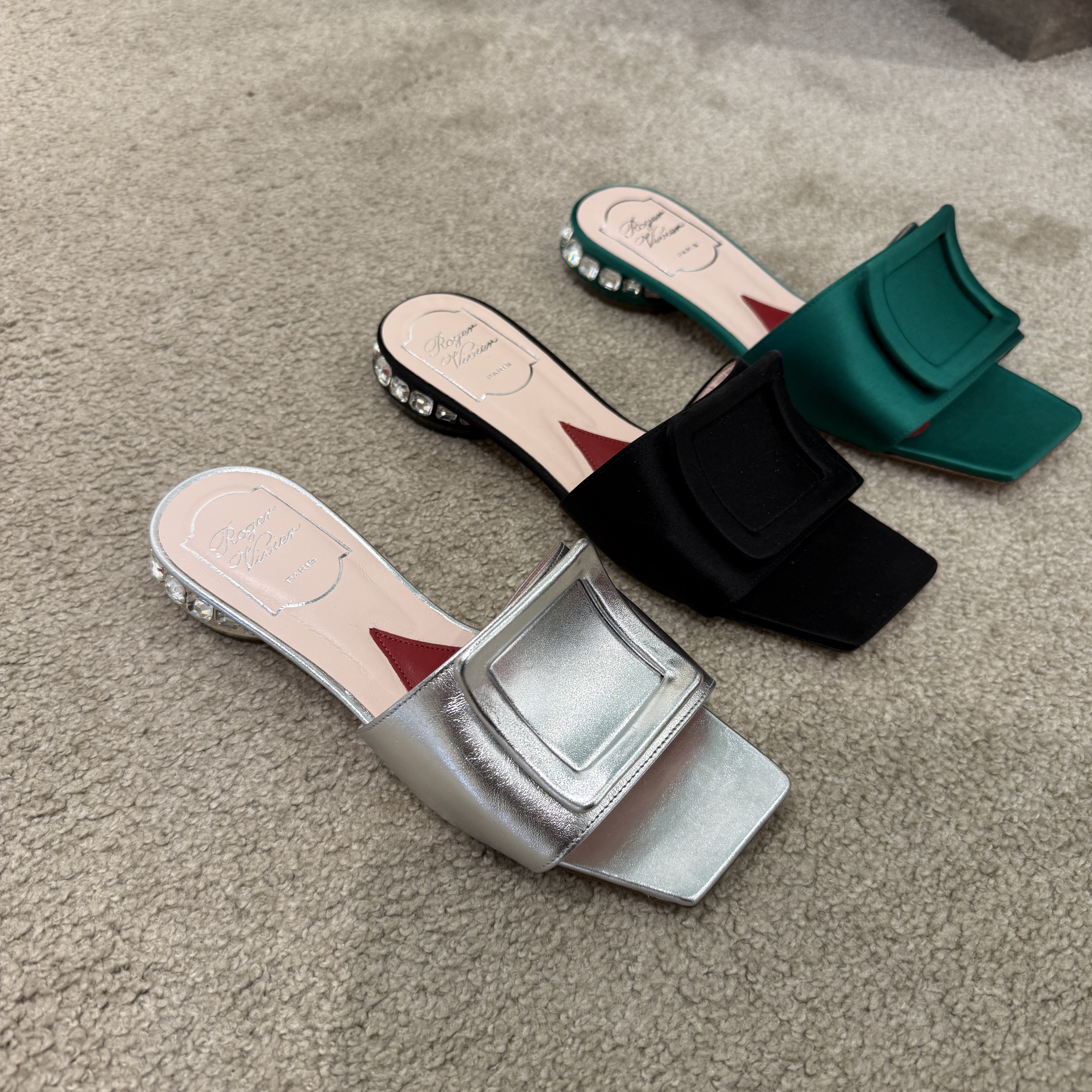 Roger Vivier RV covered Strass heels slides mules sandals