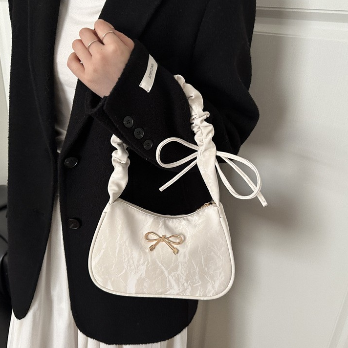 Korean Ruched Bow Underarm Bag