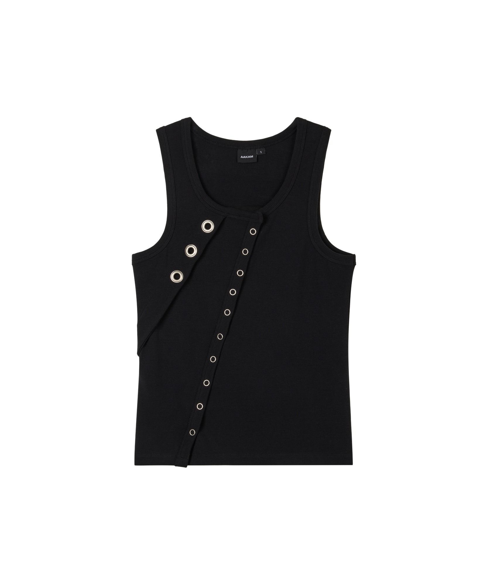 AAKAM 斜扣無袖背心 AK26TOP24BK