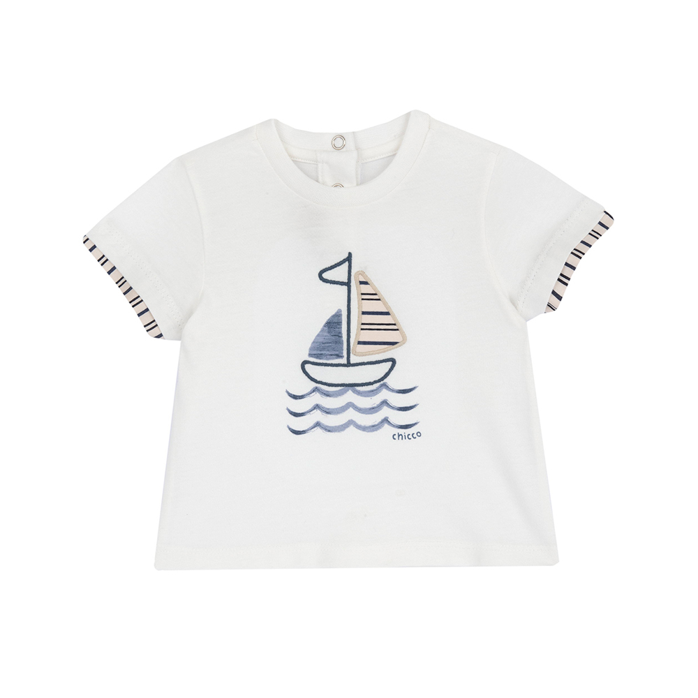 海洋帆船-印圖+繡短袖上衣