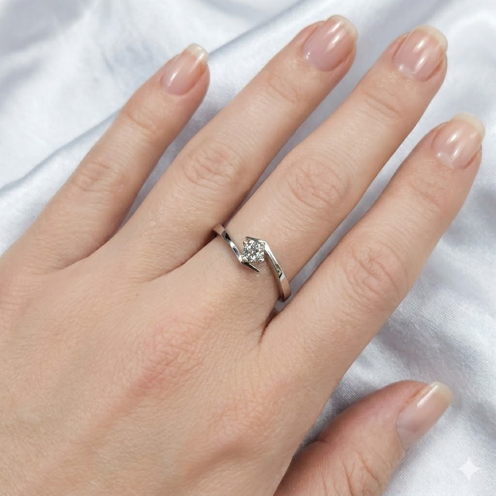 全新18K白金【單粒19份鑽石】4爪戒指