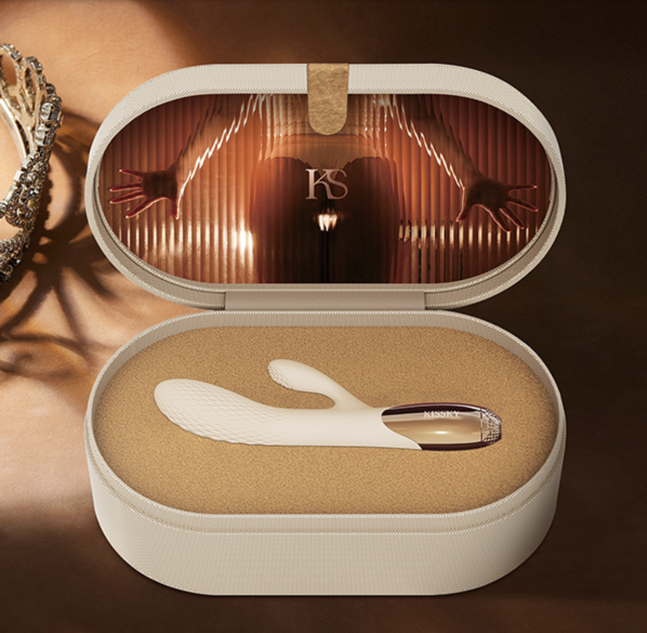 Kissky - Crave Venus 紋理溫感扣動+震動雙頭按摩棒(奢華三重馬達)