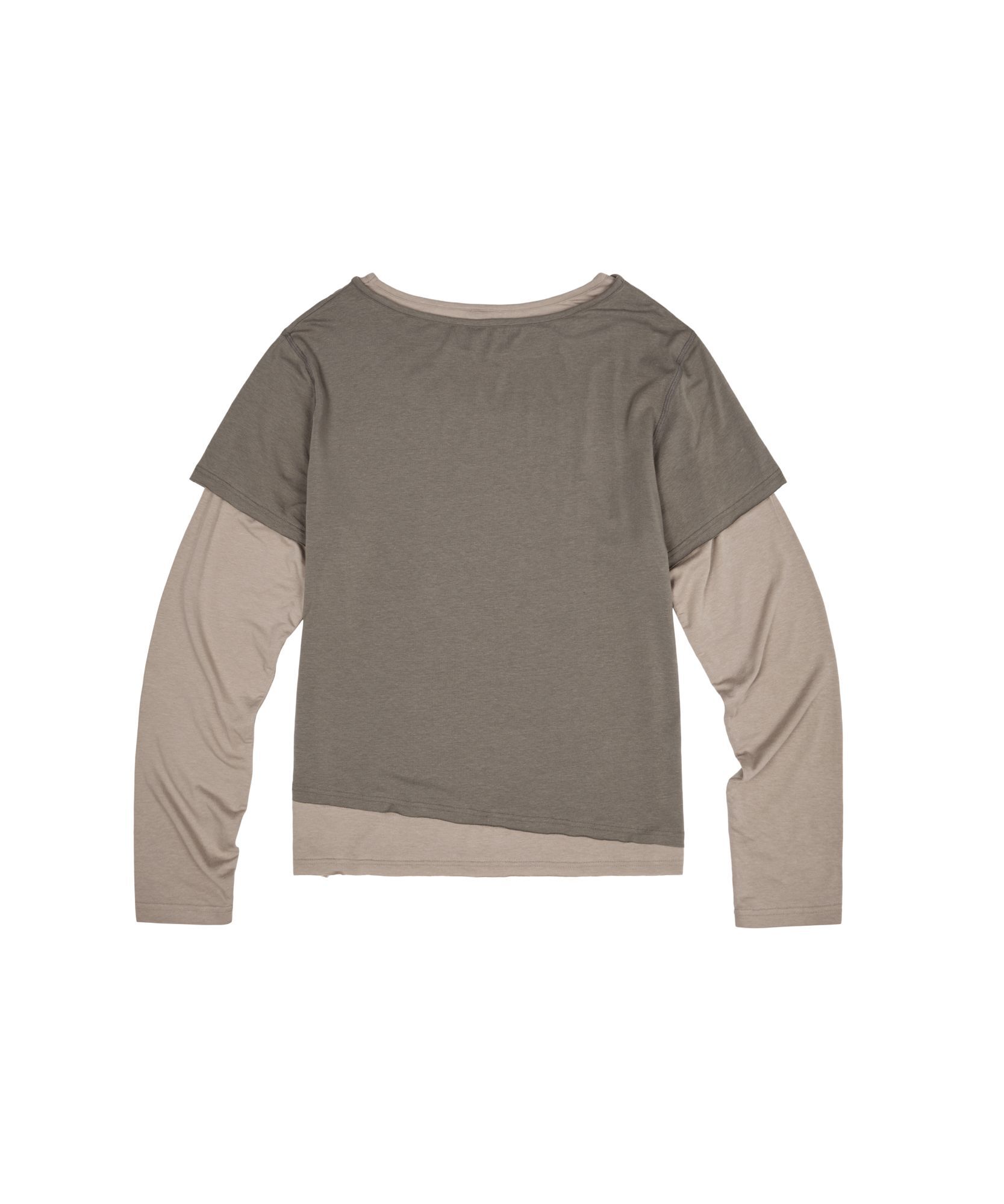 AAKAM 撞色疊層長袖上衣 卡其 AK26TOP21KH