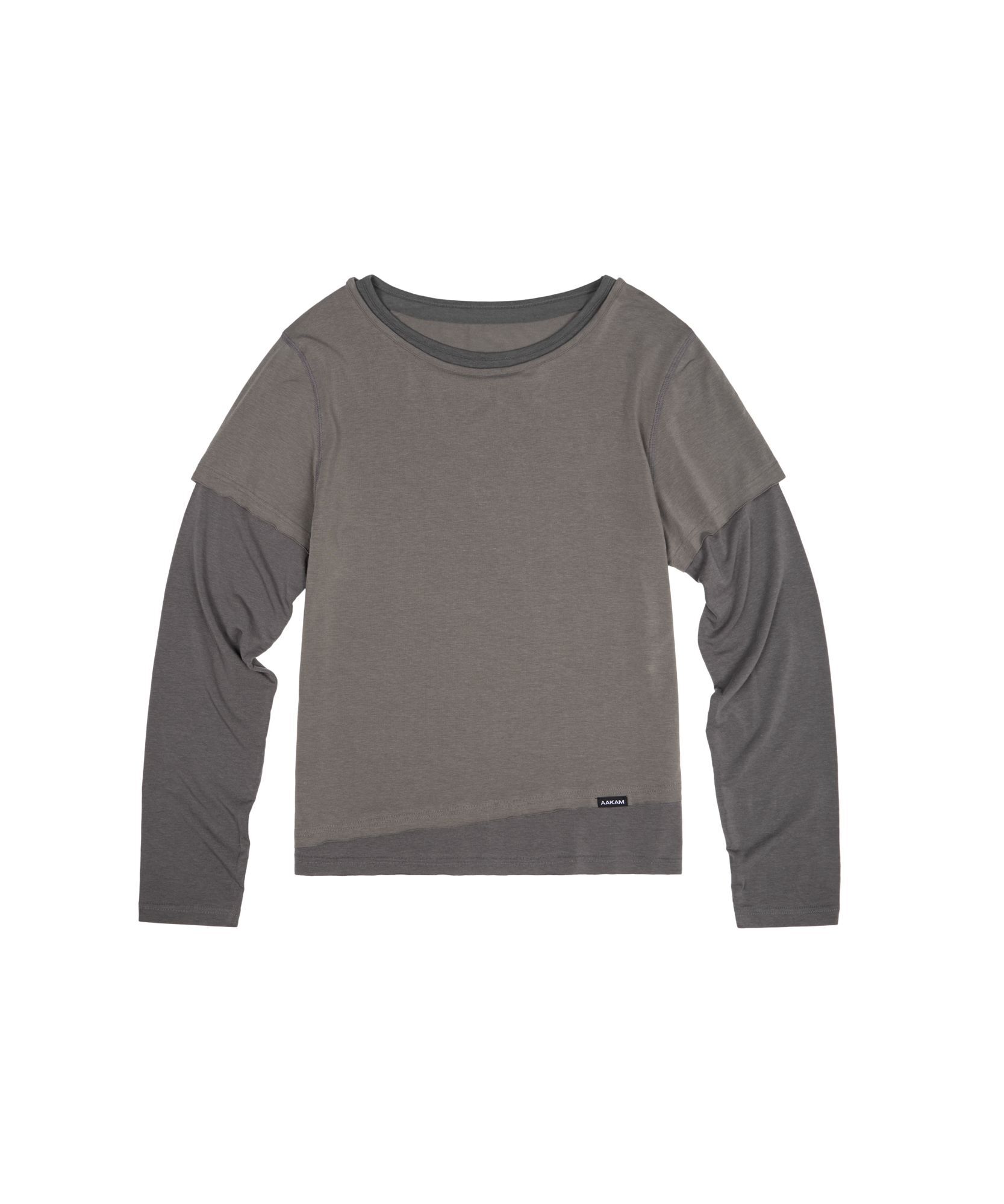 AAKAM 對比色假兩件長袖上衣 深灰 AK26TOP21DG