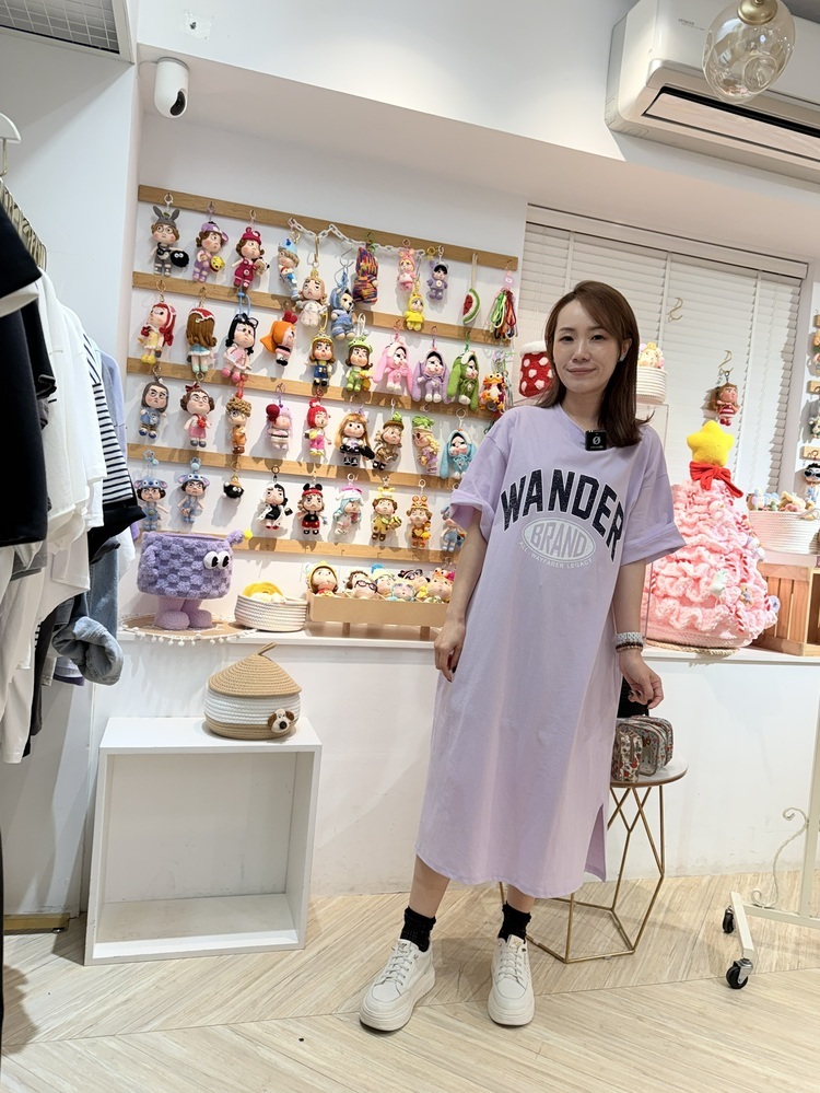 【現貨+預購】英字圈圈粉紫長洋『預購時間7-14天』