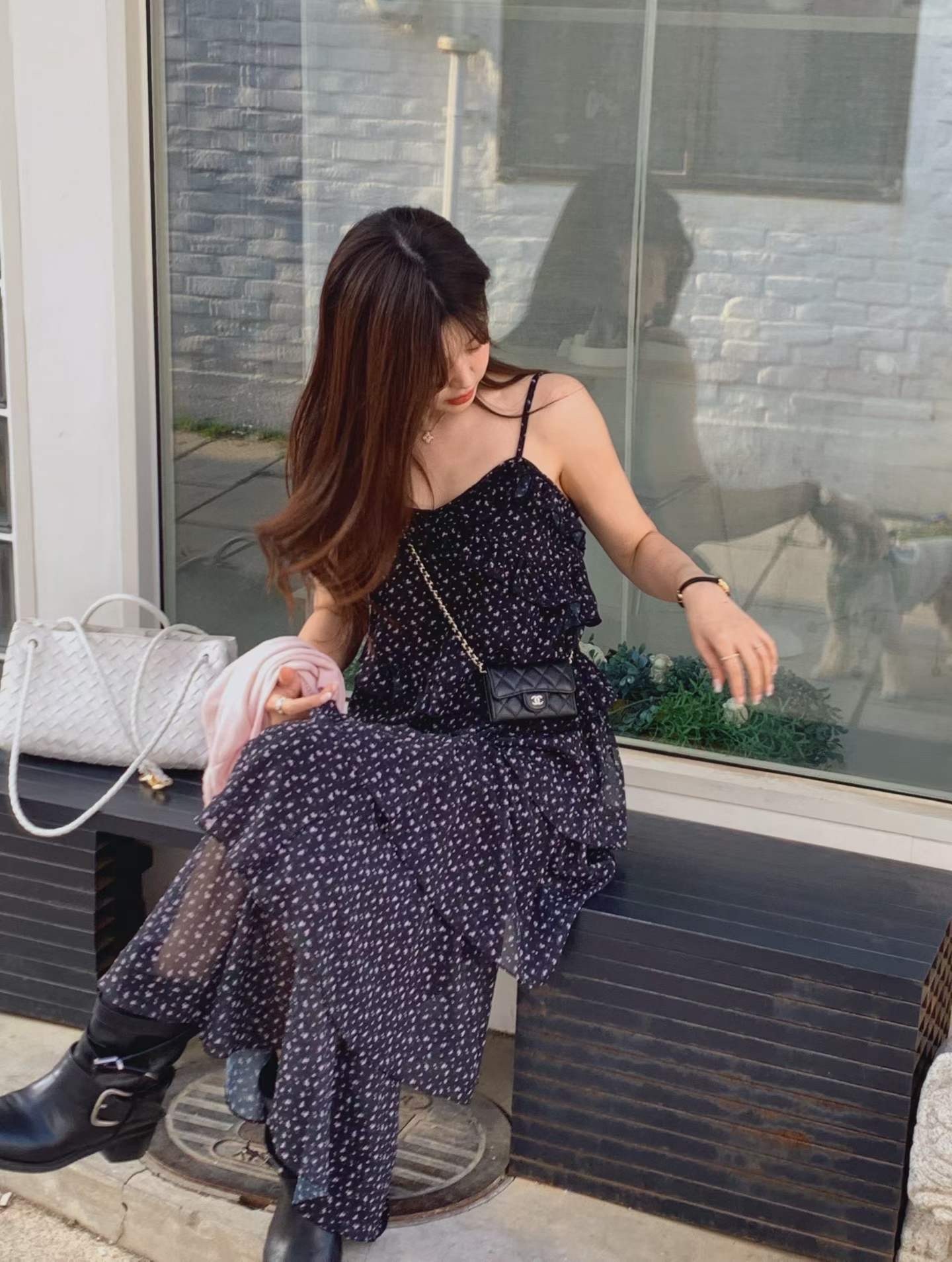 Apr6111浪漫主義 韓系小碎花多層荷葉女神長裙 （韓國布料）