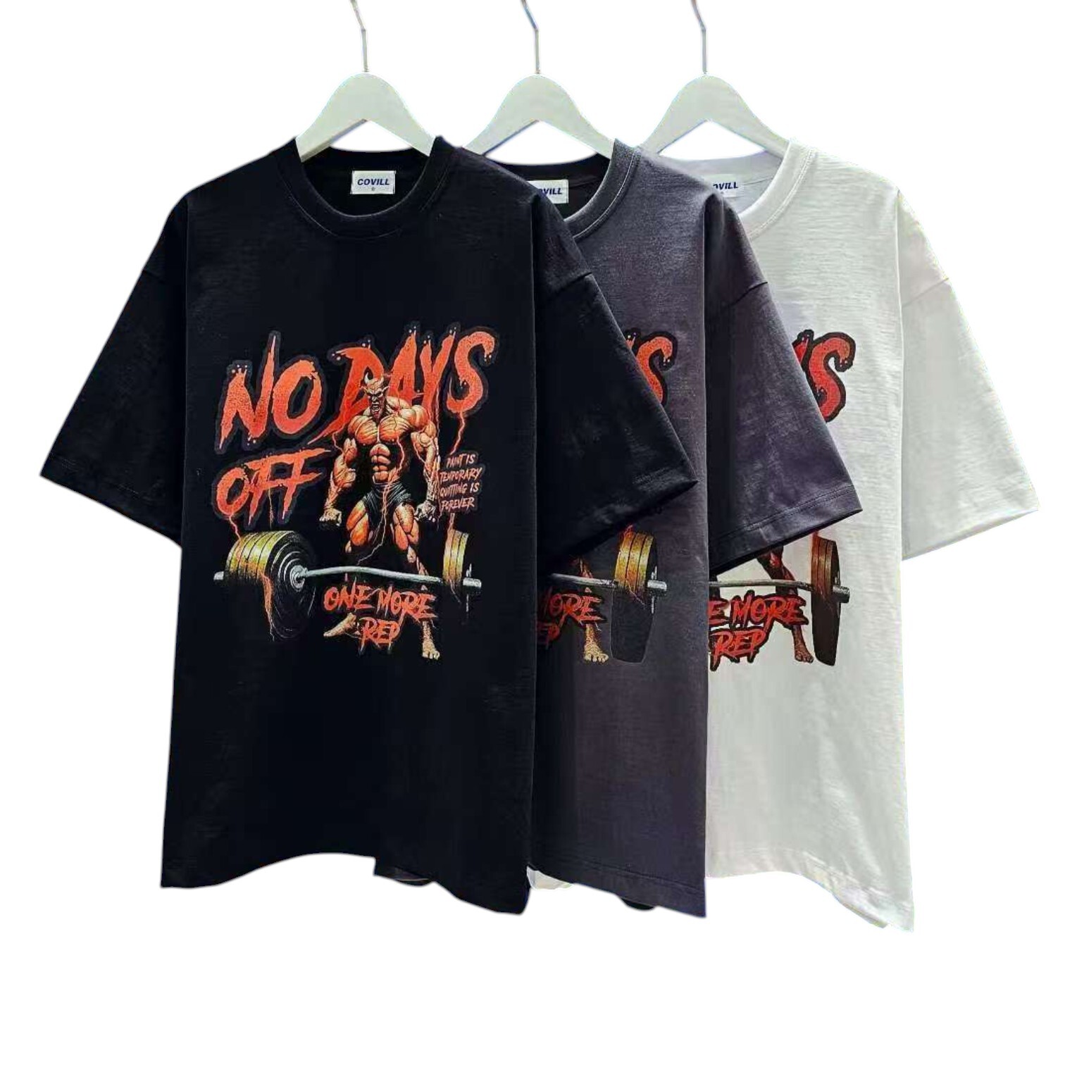 《K》 CVL NO DAYS OFF 健身重磅寬版短T