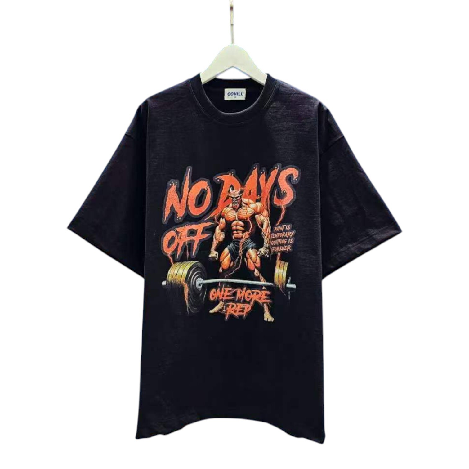 《K》 CVL NO DAYS OFF 健身重磅寬版短T