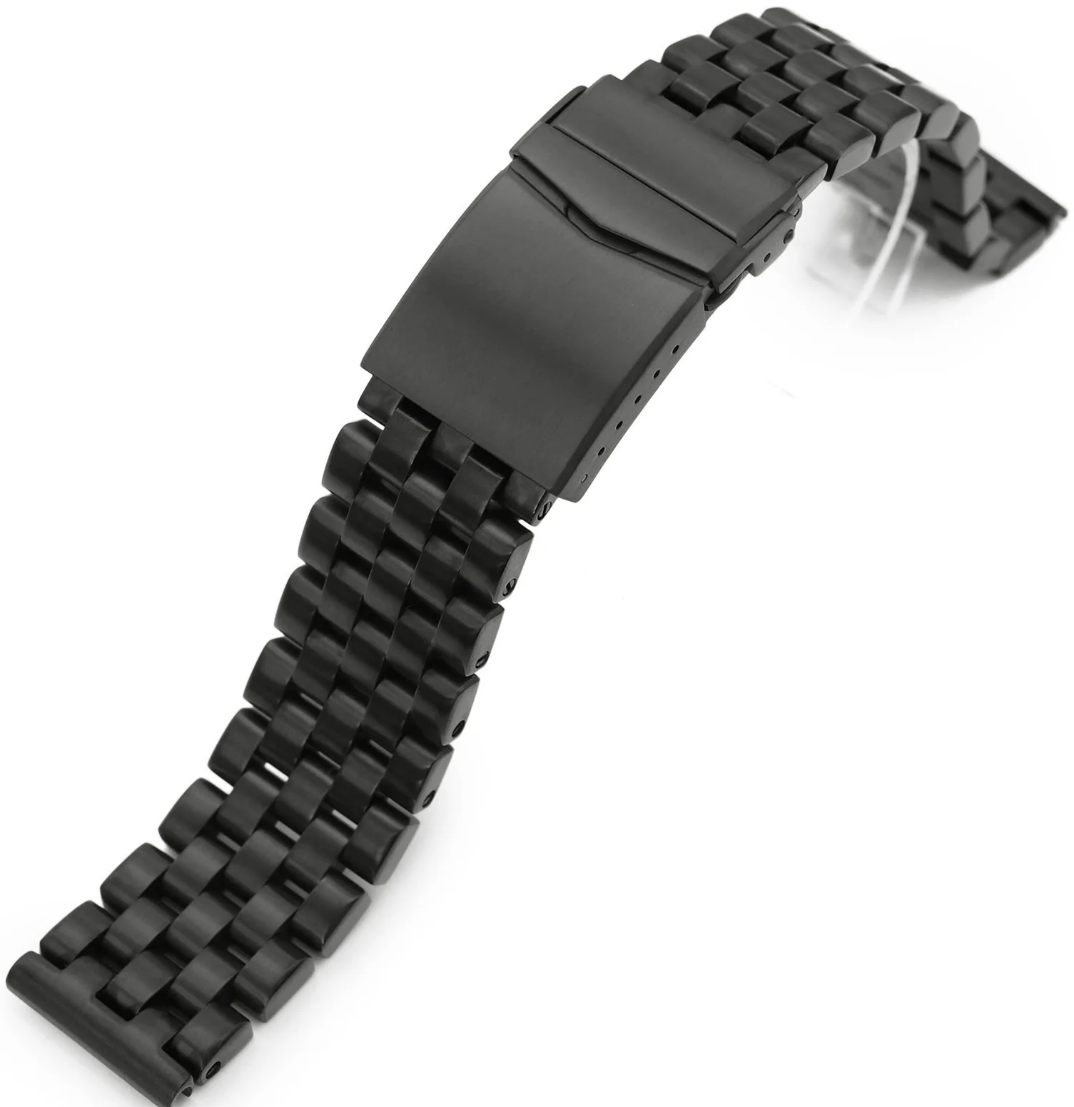 萬年鐘錶 - 太空人錶帶 SEIKO  潛水錶專用錶帶 通用帶頭22MM 實心超級工程師全黑鋼錶帶V形式雙鎖潛水錶帶    SS222220BLC009