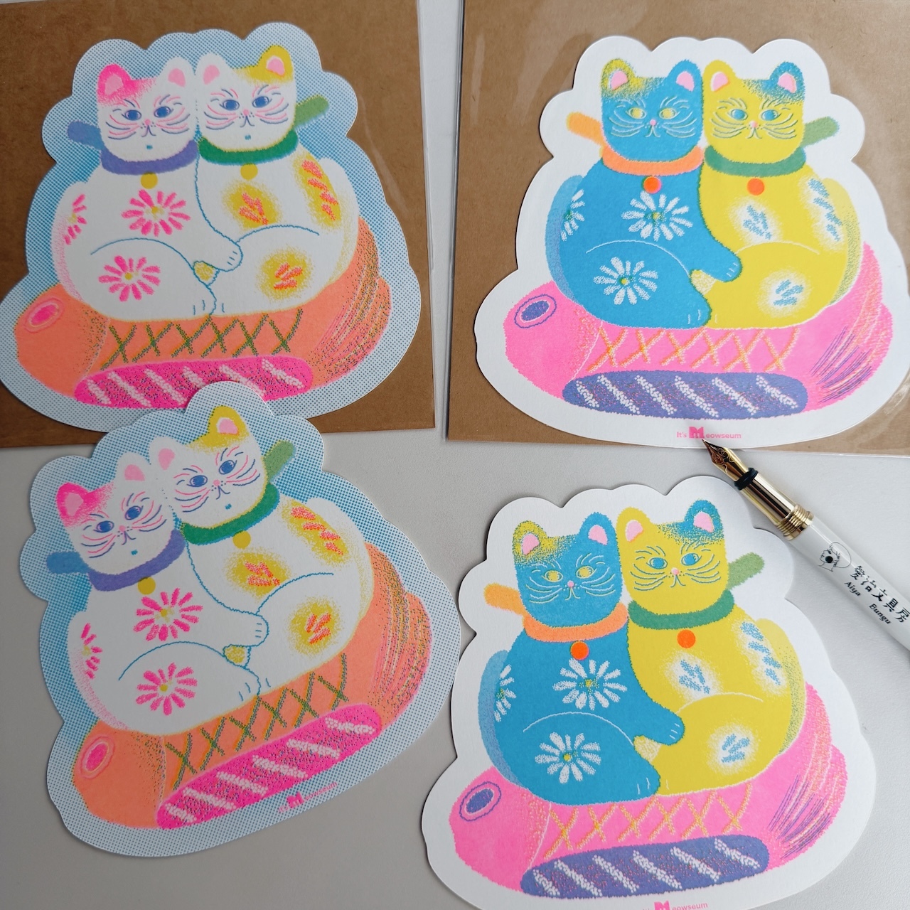 抱抱貓 孔版印刷 造型卡片 ｜It's Meowseum