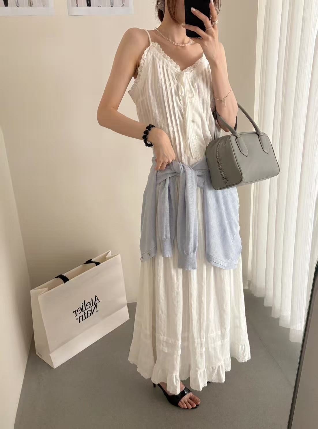 281 夏季渡假感緹花套裝