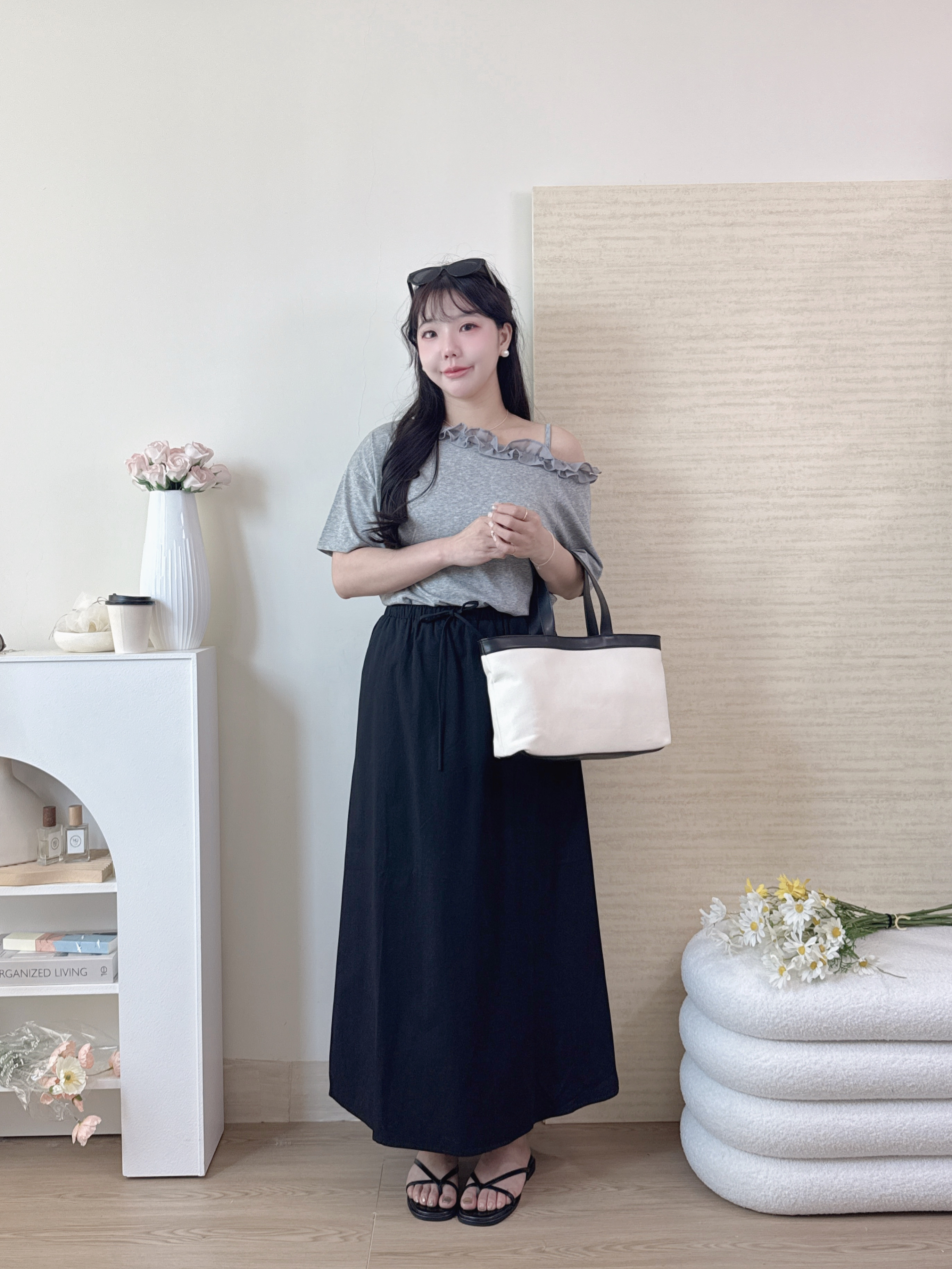 有口袋舒服A字鬆緊腰長裙 2色