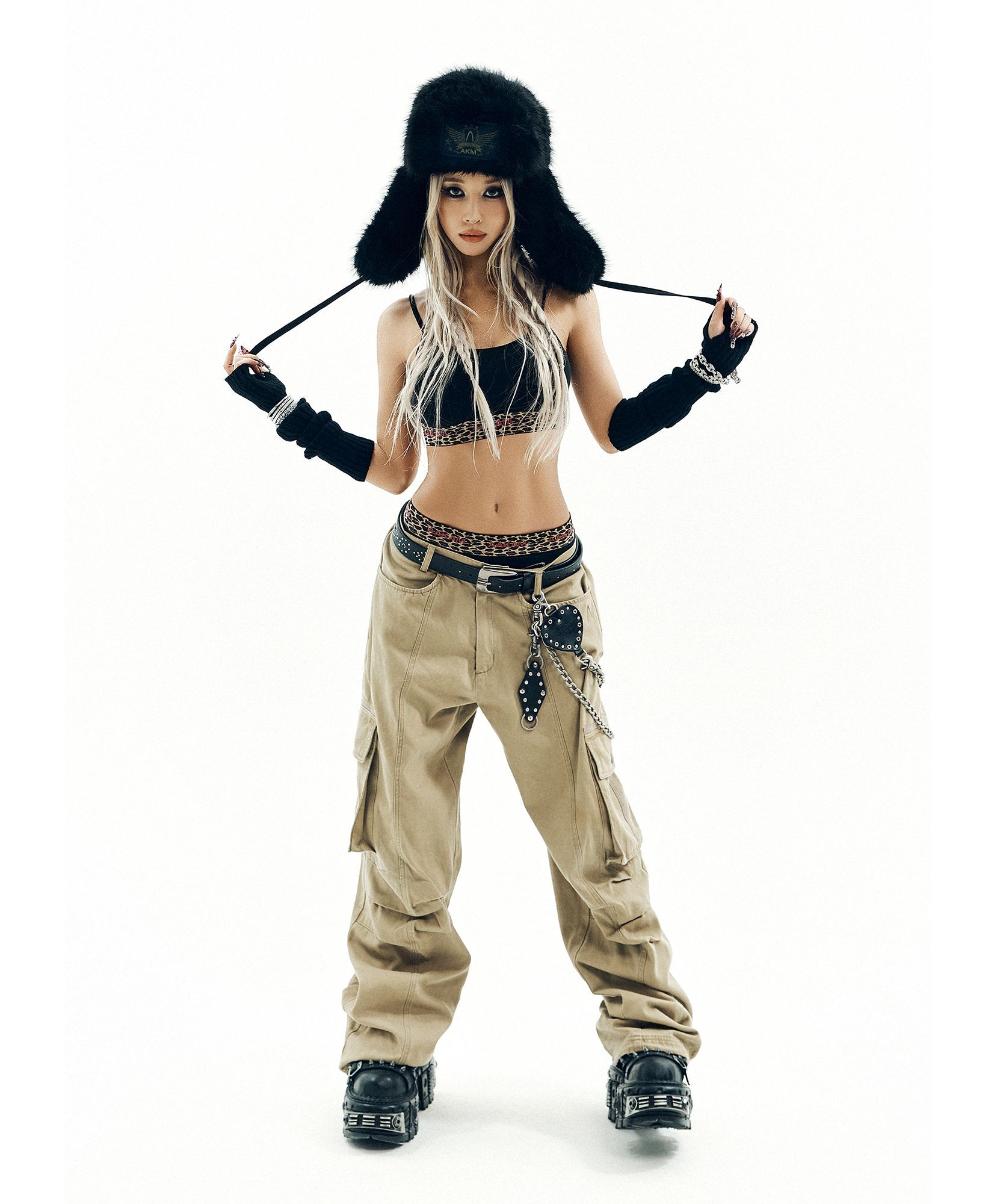 AAKAM 膝蓋褶線 Cargo 工裝褲 米色 AK25PT67BE