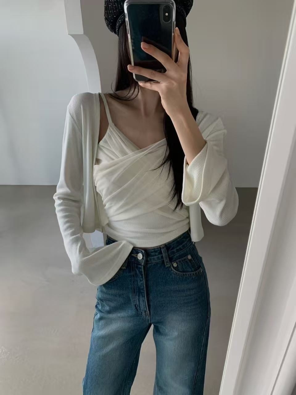 422 正韓網紗小背心+小開衫兩件組