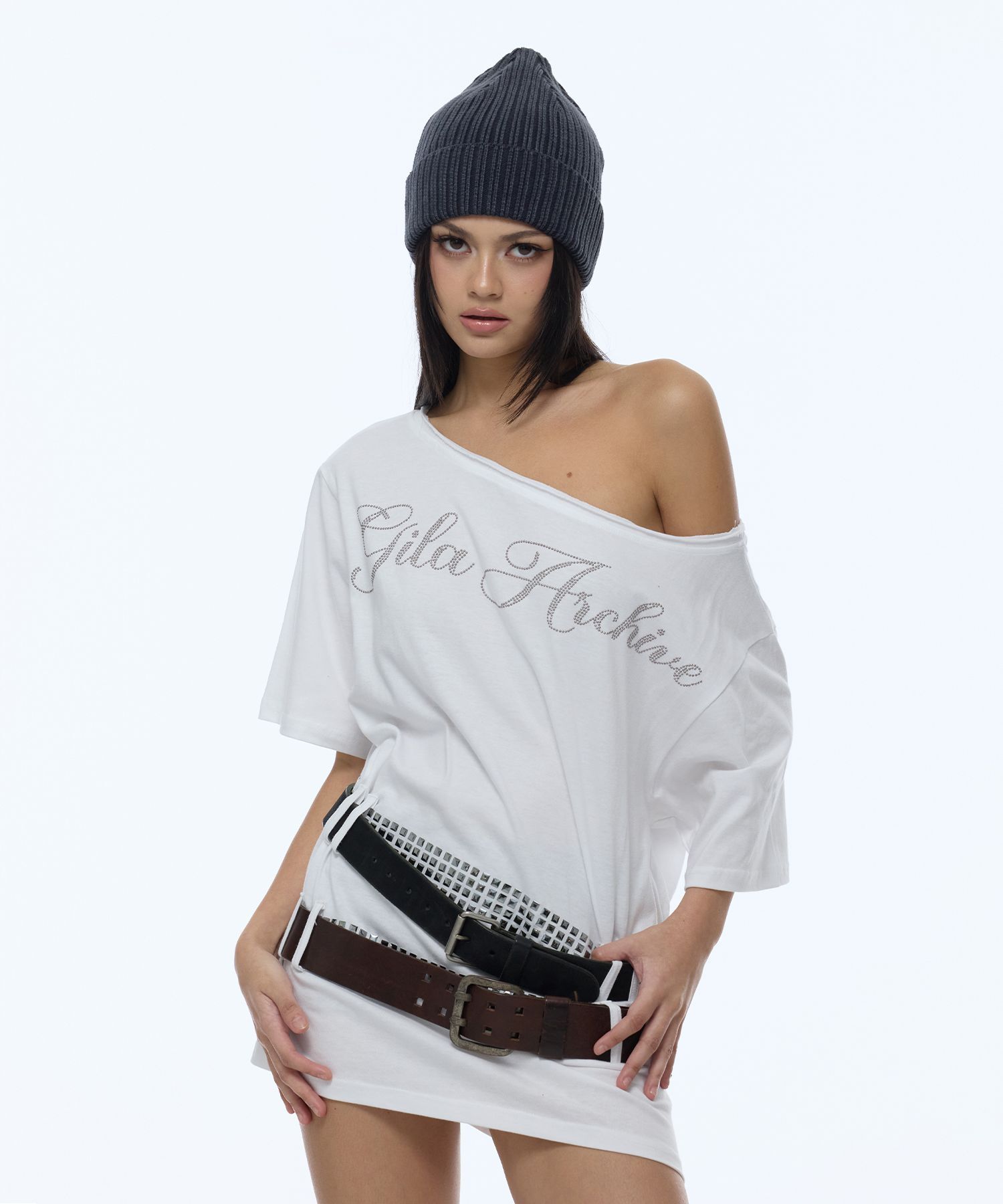 GILAARCHIVE 方型鉚釘腰帶單肩上衣 GL26SUTP12WH