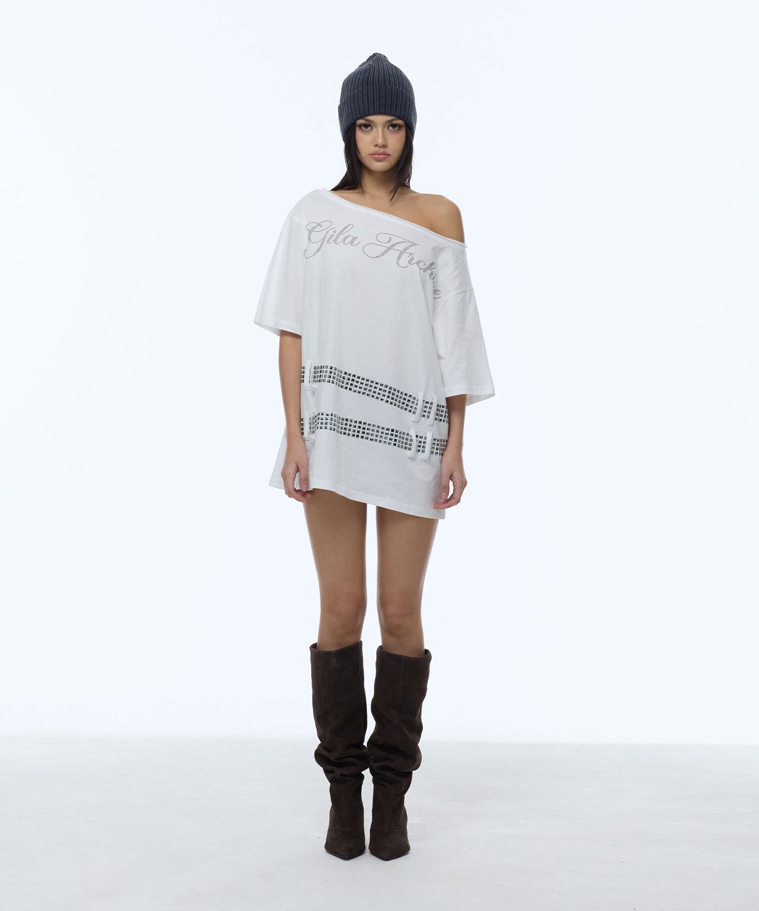 GILAARCHIVE 方型鉚釘腰帶單肩上衣 GL26SUTP12WH