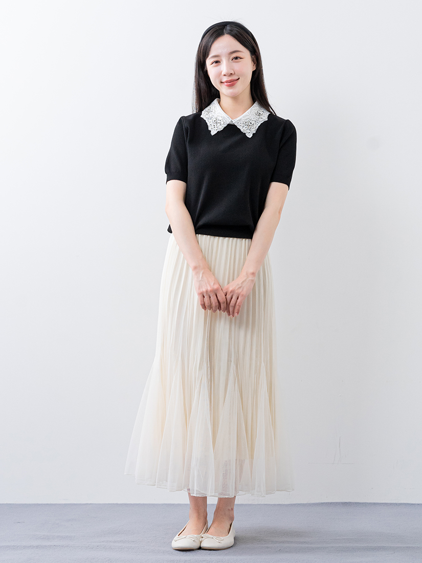 溫柔浪漫百褶拼接層次魚尾紗裙