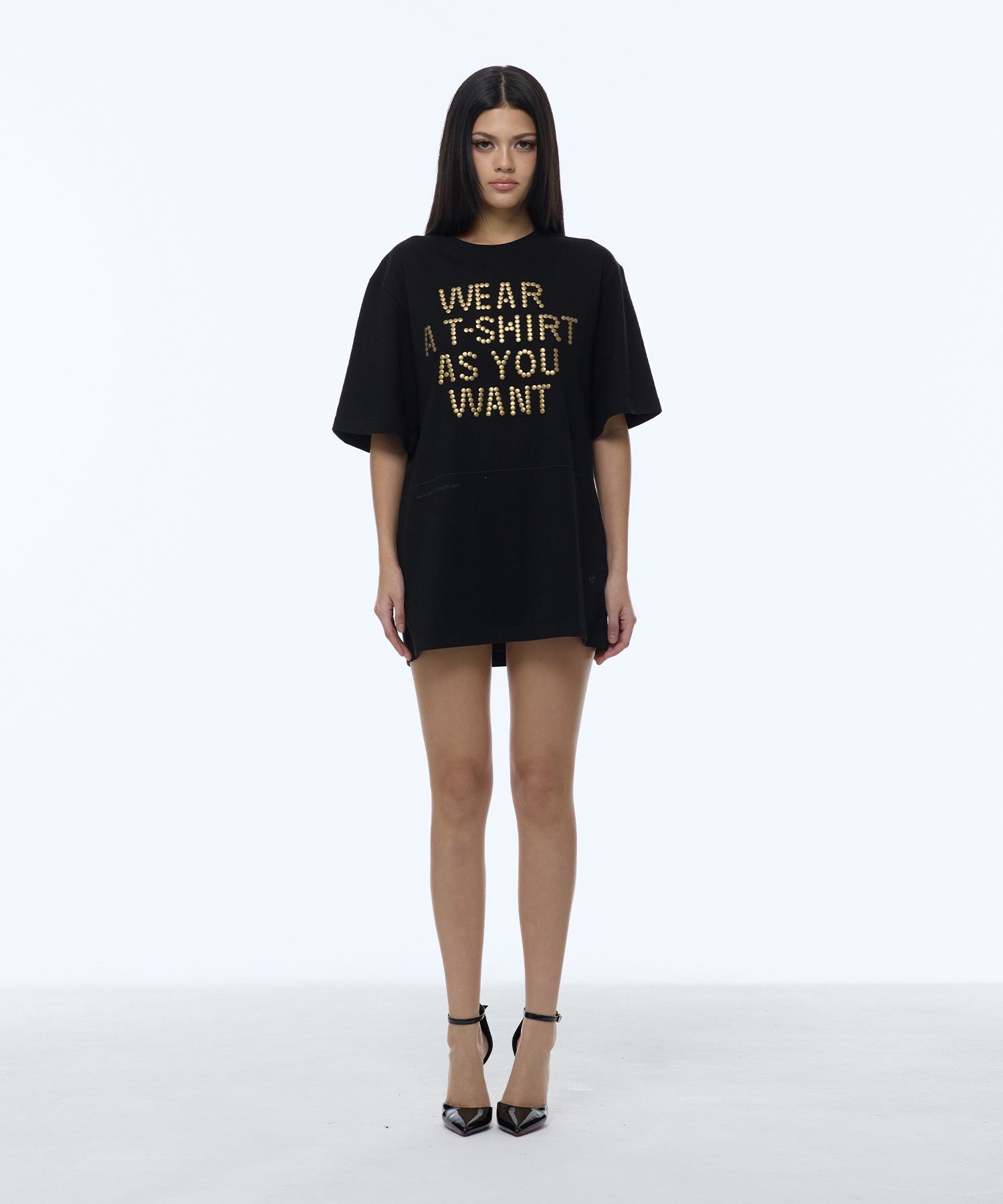 길라아카이브 DIY 剪裁寬版 T-Shirt 黑色 GL26SUTP10BK