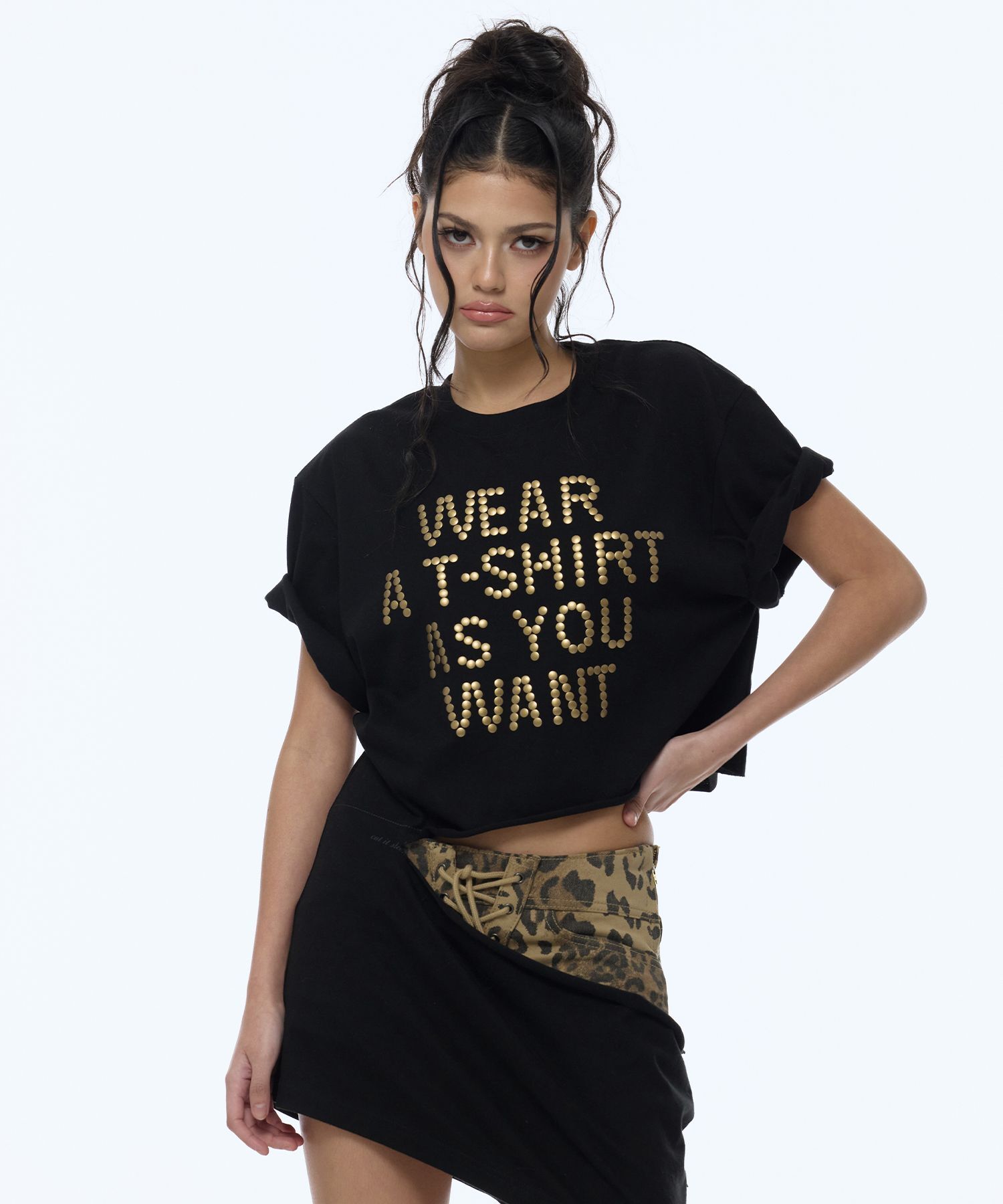 길라아카이브 DIY 剪裁寬版 T-Shirt 黑色 GL26SUTP10BK