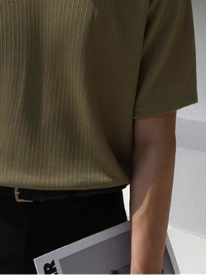 (韓潮獨家超甜價)V領立體條紋短袖上衣