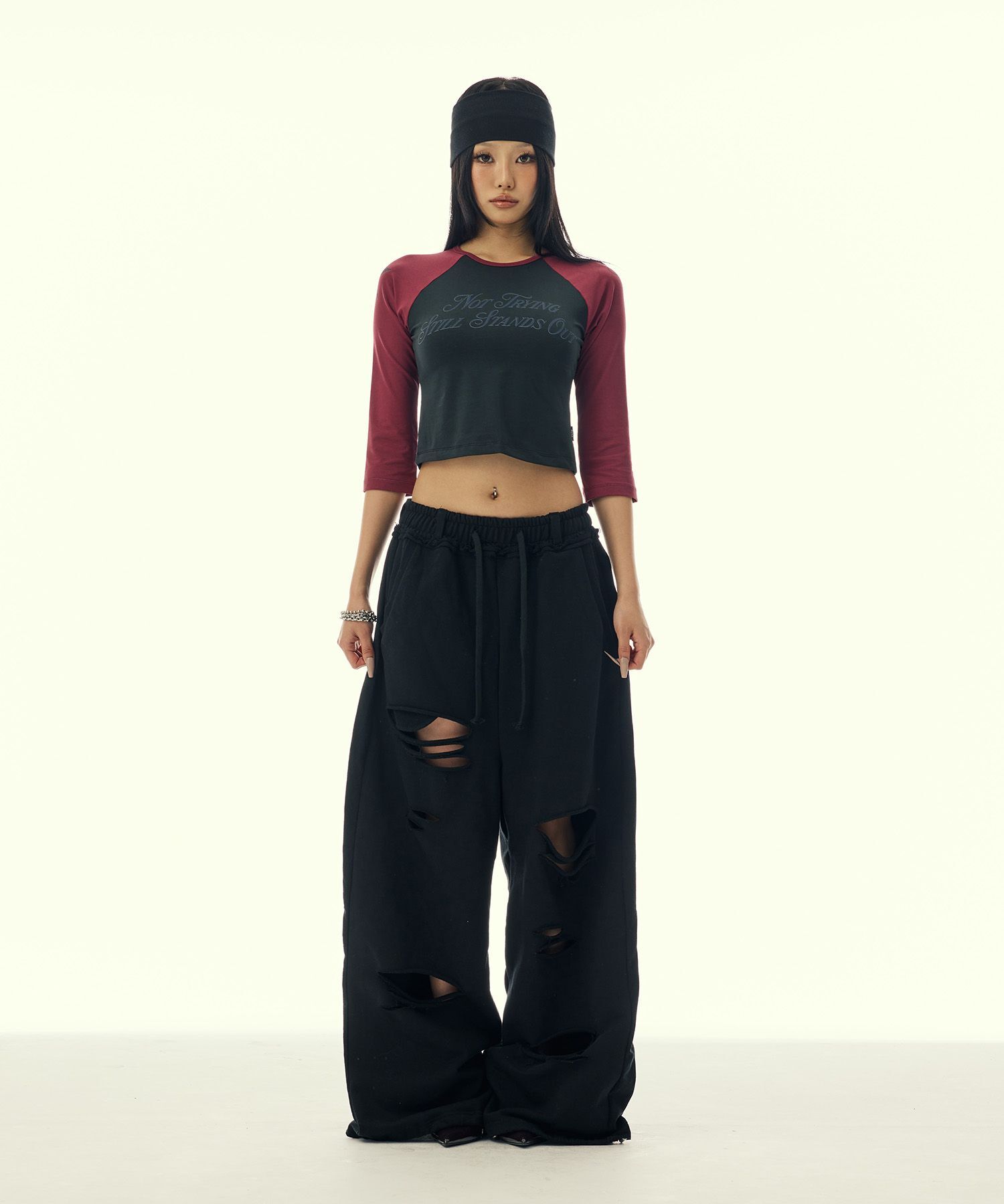 GILAARCHIVE 刺繡 Logo 刷毛運動褲 黑色 GL26SPPT06BK