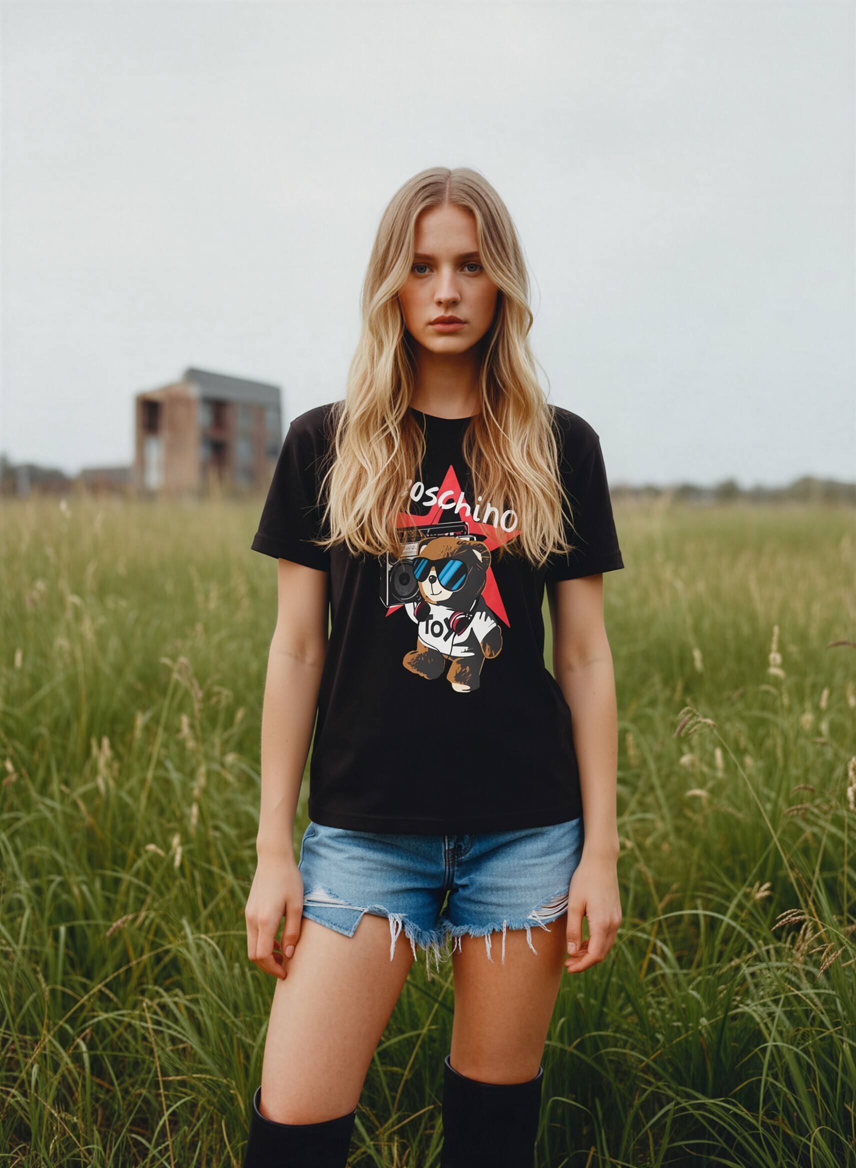 MOSCHINO KIDS 收音機熊仔印花 Tee