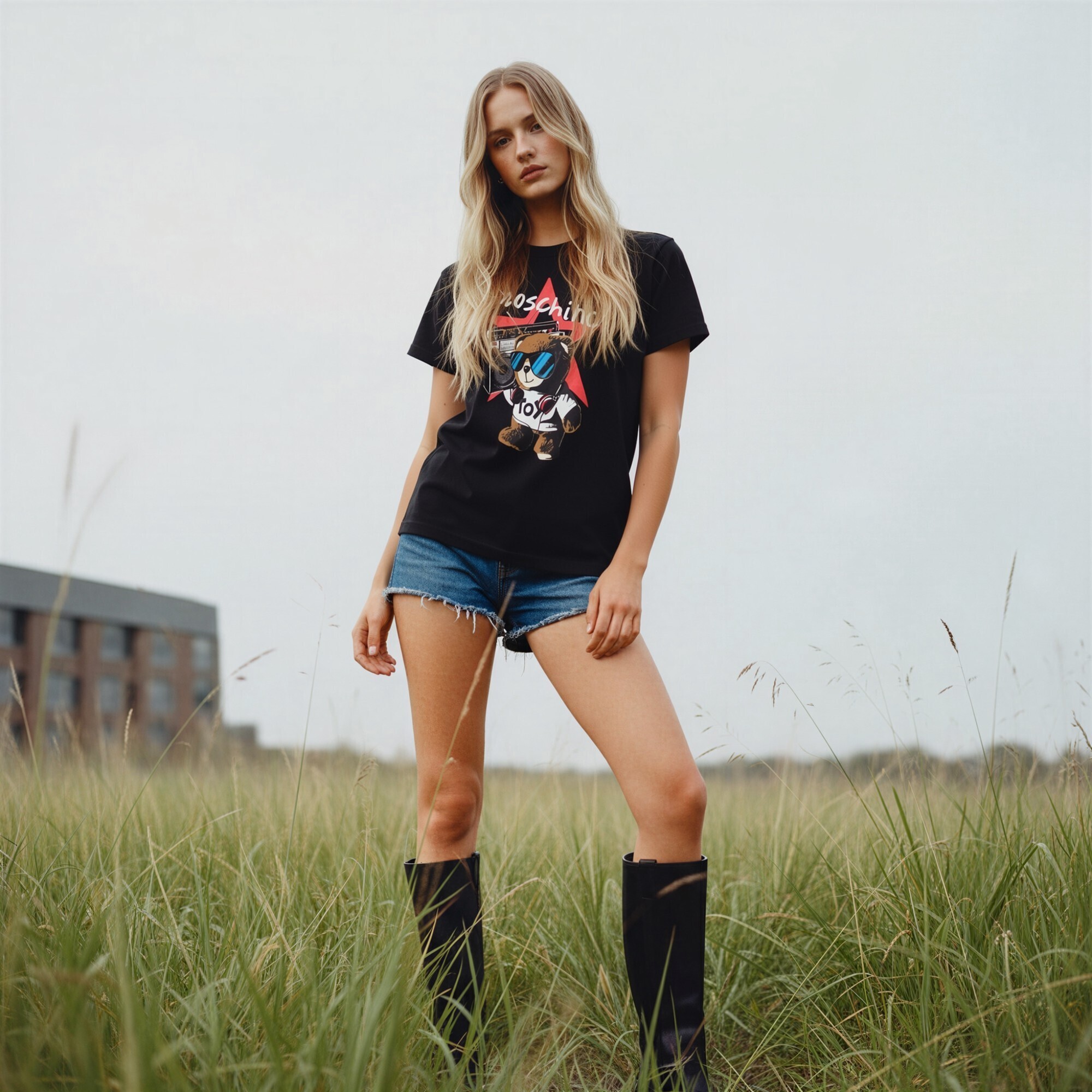 MOSCHINO KIDS 收音機熊仔印花 Tee