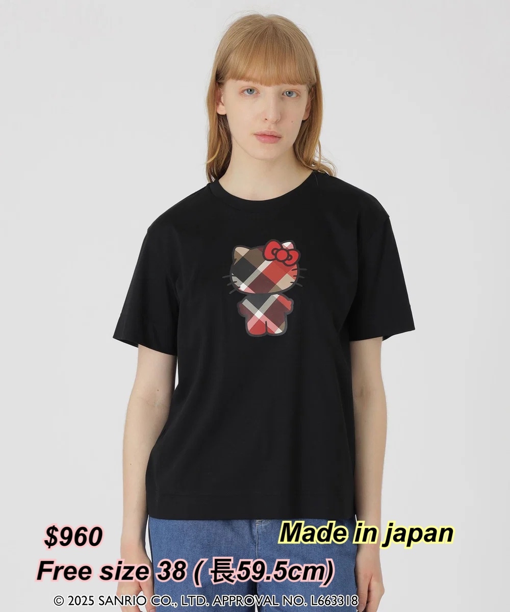 260423 Blue Label x Hello Kitty 心口Hello Kitty格仔圖案Tee/2 色