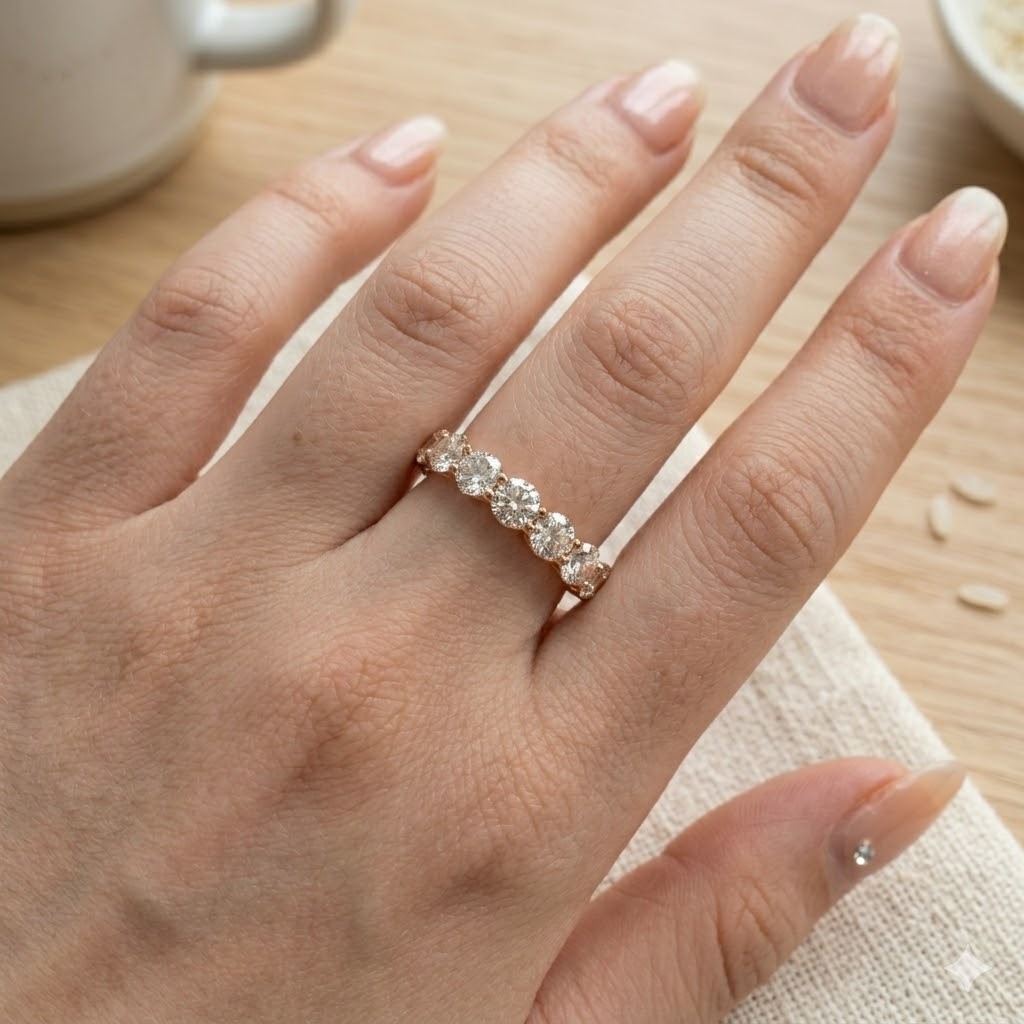 全新18K玫瑰金1卡20份鑽石戒指